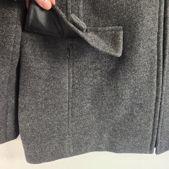 Fleet Street Wool Coat Women's SZ M Black Full Zip Hooded Pockets EUC - Picture 8 of 16